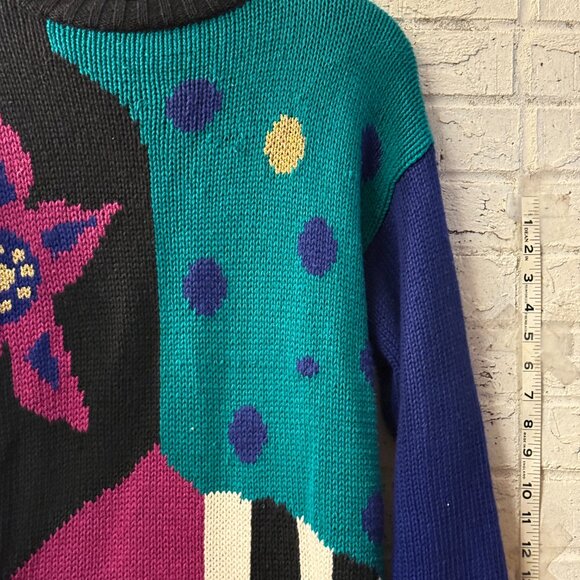 Vintage PASTA by Joyce Abstract Knit Sweater | Size M | Ramie Cotton Blend - Picture 3 of 10
